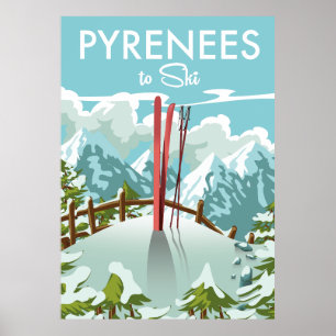Pyrenéerna till Ski-reseutskrift. Poster