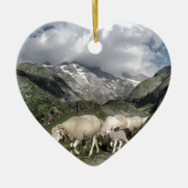 Pyrenéernas landskap julgransprydnad keramik