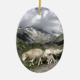 Pyrenéernas landskap julgransprydnad keramik