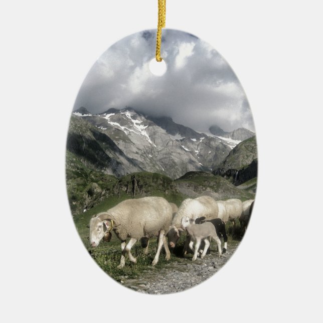 Pyrenéernas landskap julgransprydnad keramik (Framsidan)