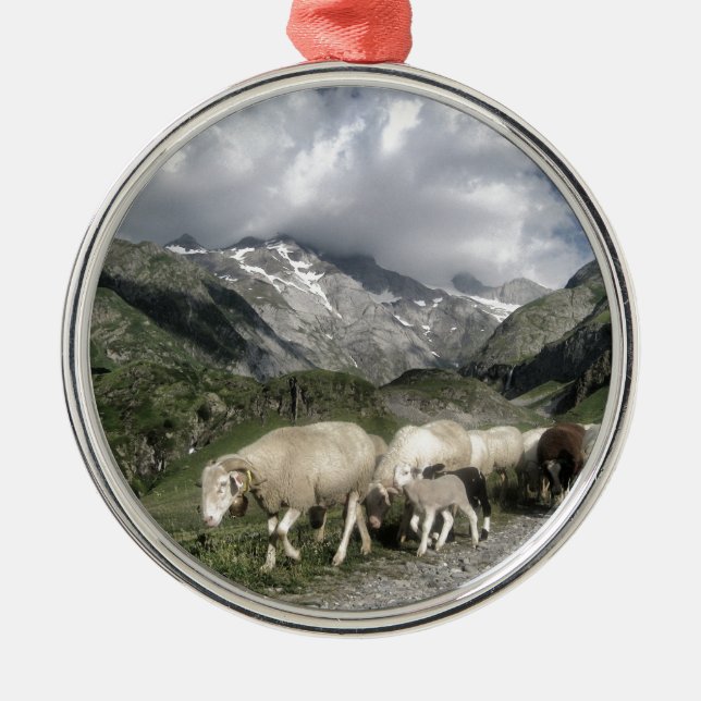 Pyrenéernas landskap julgransprydnad metall (Framsidan)