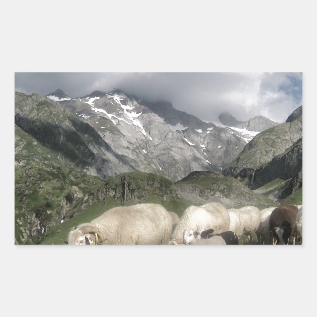 Pyrenéernas landskap rektangulärt klistermärke (Framsida)