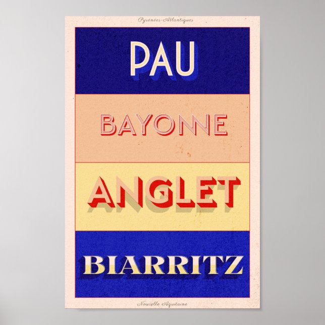 Pyrénées-Atlantiques Nouvelle Aquitaine Art Deco P Poster (Framsidan)