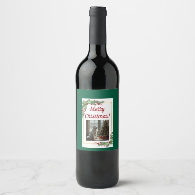 Pyrenees Christmas Wine Bottle Label Vinflaska Etikett (Framsida)