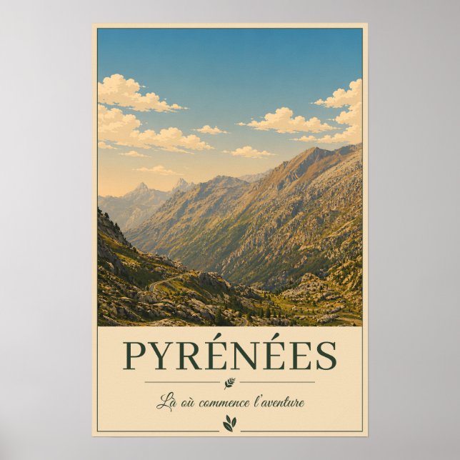 Pyrénées France – Mountains Illustrated Poster (Framsidan)