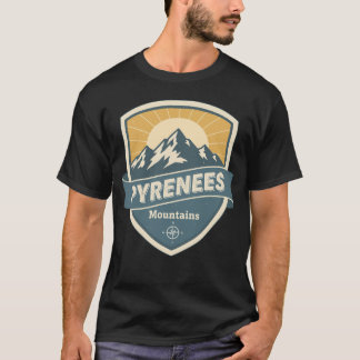 Pyrenees Mountains Vintage Badge T Shirt