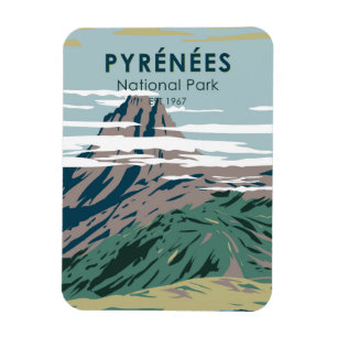 Pyrenées nationalpark Frankrike Vintage Magnet