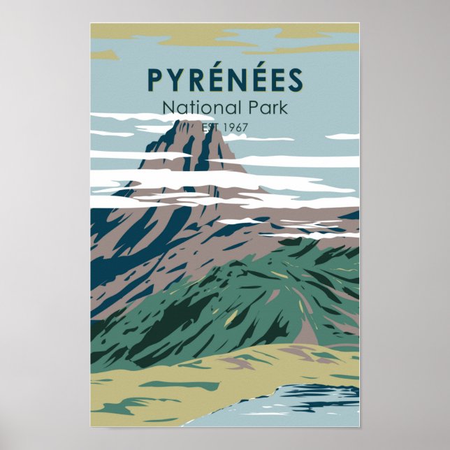 Pyrenées nationalpark Frankrike Vintage Poster (Framsidan)