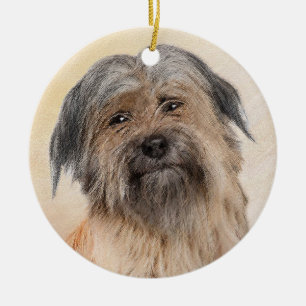 Pyrenémålarfärg - Cute Original Hund Art Julgransprydnad Keramik