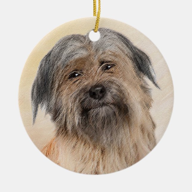 Pyrenémålarfärg - Cute Original Hund Art Julgransprydnad Keramik (Framsidan)