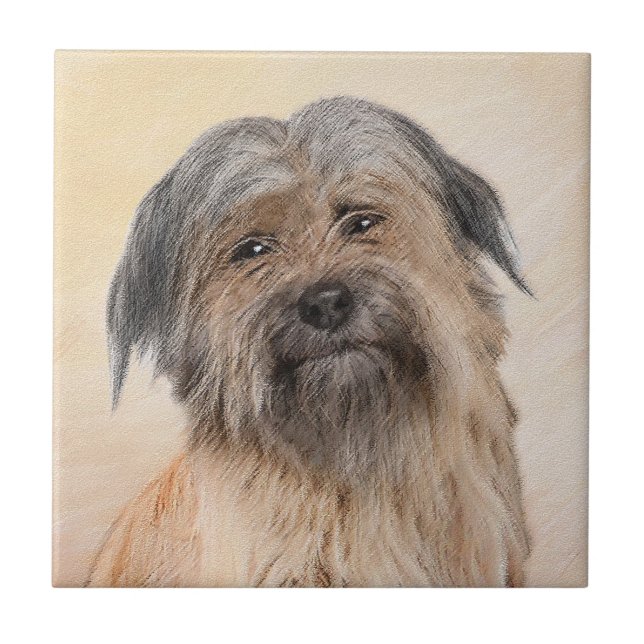 Pyrenémålarfärg - Cute Original Hund Art Kakelplatta (Framsidan)