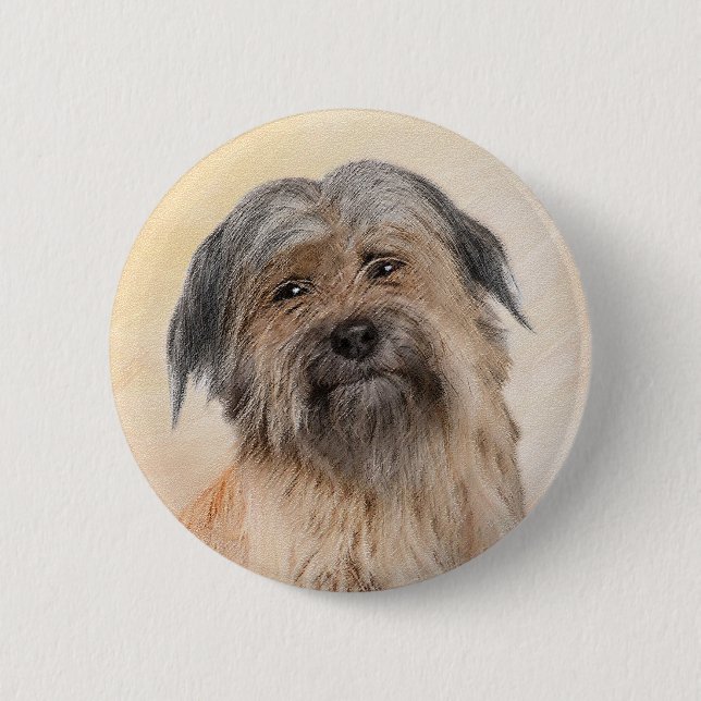 Pyrenémålarfärg - Cute Original Hund Art Knapp (Framsida)