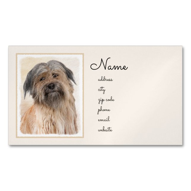 Pyrenémålarfärg - Cute Original Hund Art Magnetiska Visitkort (Framsida)