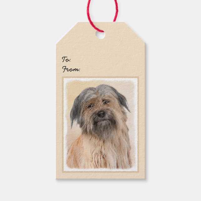 Pyrenémålarfärg - Cute Original Hund Art Presentetikett (Framsidan)
