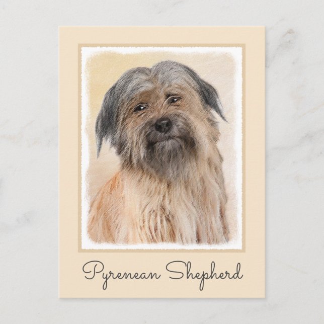Pyrenémålarfärg - Cute Original Hund Art Vykort (Framsida)