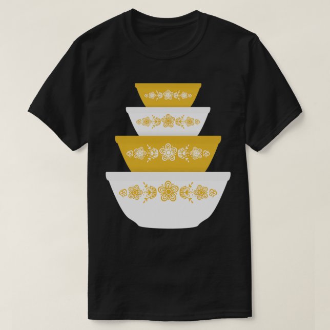 Pyrex Golden Butterfly Bowls T Shirt (Design framsida)