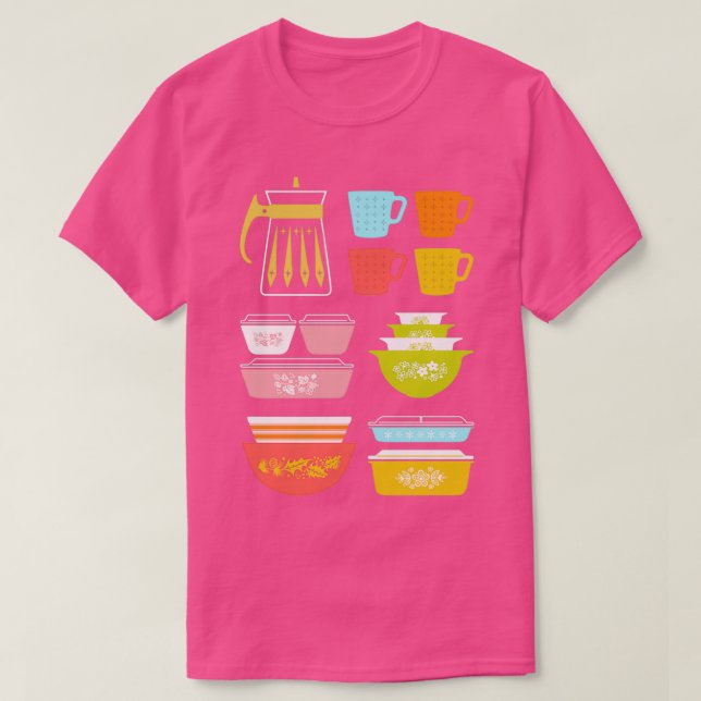 Pyrex Pretties - Vintage Glass Kitchenware  T Shirt (Design framsida)
