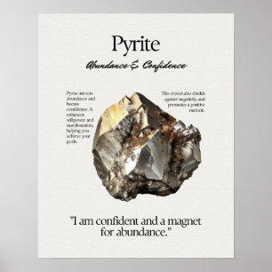Pyrite Gem Crystal, betyder kort Poster