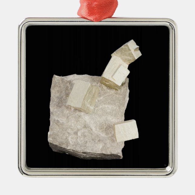 Pyritkristaller i skiffer julgransprydnad metall (Framsidan)