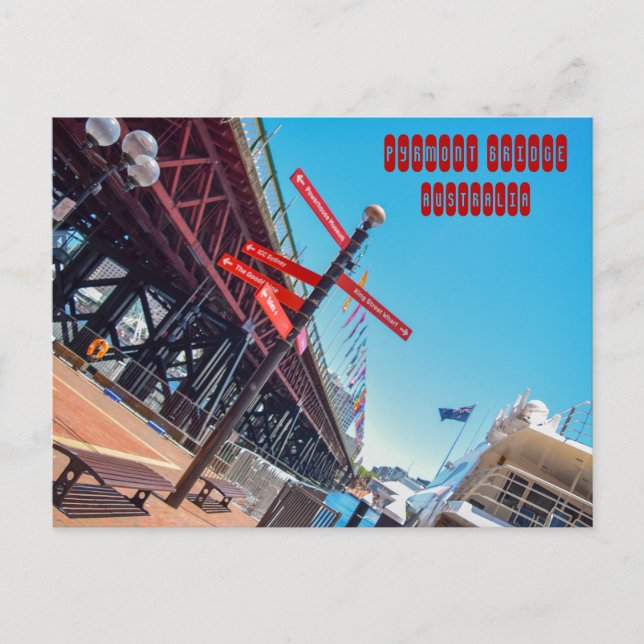 Pyrmont Bridge i Sydney Vykort (Framsida)