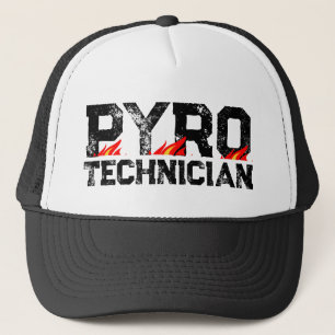 Pyro-tekniker truckerhatt med brinnande lågor keps
