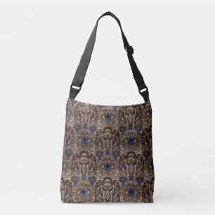 Pyrographed Hamsa räcker med färg på trä Axelväska