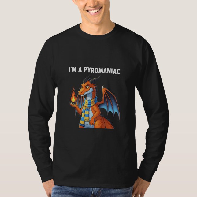 Pyroman drakon med eldbollskonst t shirt (Framsida)