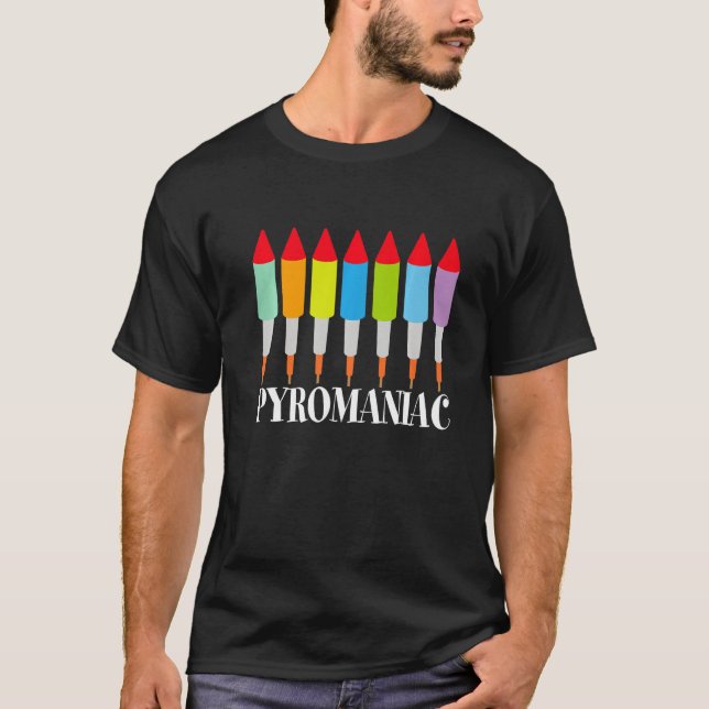 Pyromaniak Pyrotechnic Party Rockets Crackers T Shirt (Framsida)