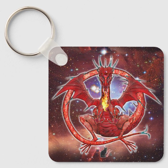 Pyrope Cosmic Dragon Keychain Nyckelring (Framsida)