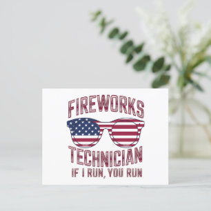 Pyrotekniker 4:e Juli Roligt USA Vykort