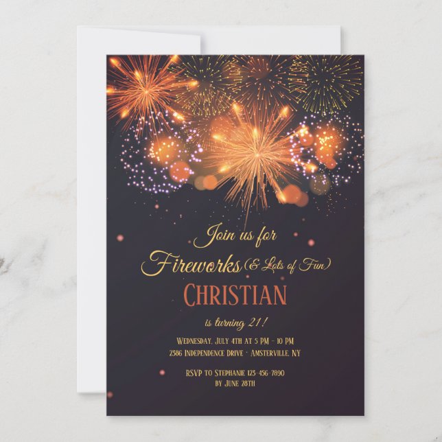 Pyrotekniska Födelsedagsfest inbjudan (Framsida)