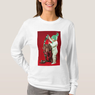 Pys som dekorerar en hund t shirt