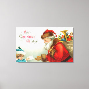 Pys som ger Santa ett brev Canvastryck