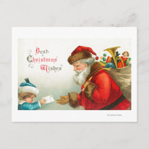 Pys som ger Santa ett brev Helg Vykort