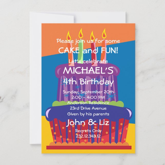 Pys stor inbjudan för födelsedagtårta (Framsida)