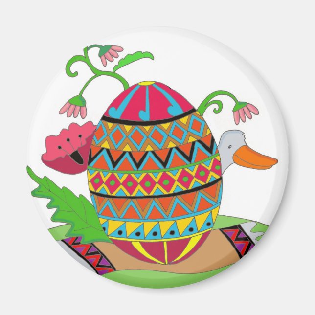 Pysanka och Anka Ukrainas folkkonst Magnet (Framsidan)