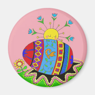 Pysanka och ukrainsk Folk konst för sol Magnet