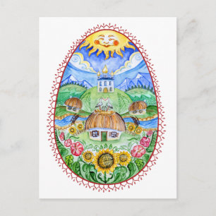 Pysanka Ukrainas vattenfärgkonst Vykort