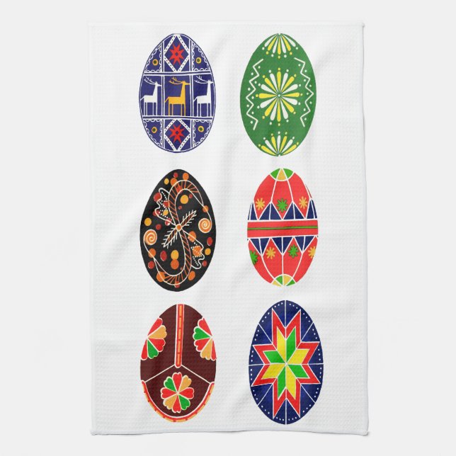 Pysanky ukrainsk påskägg kökshandduk (Vertikal)