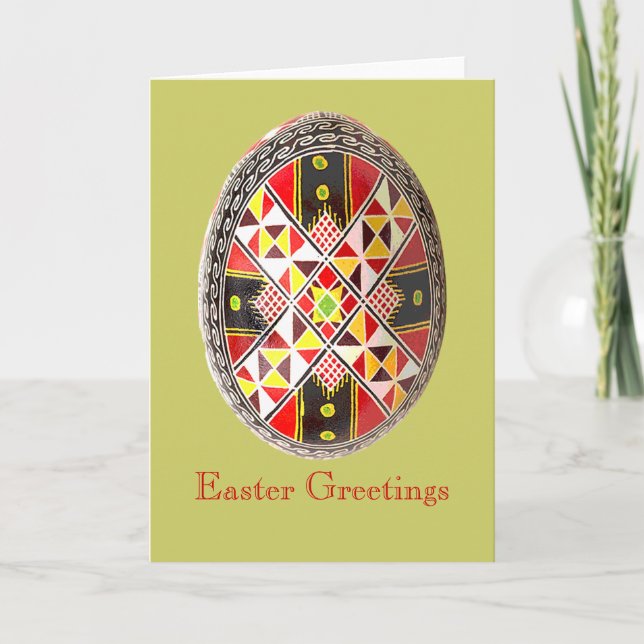 Pysanky ukrainskt färgat egg Påsk-kort Helgkort (Framsida)