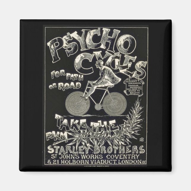 Pyscho Cycles - Vintage Bike Advertisement Magnet (Framsidan)