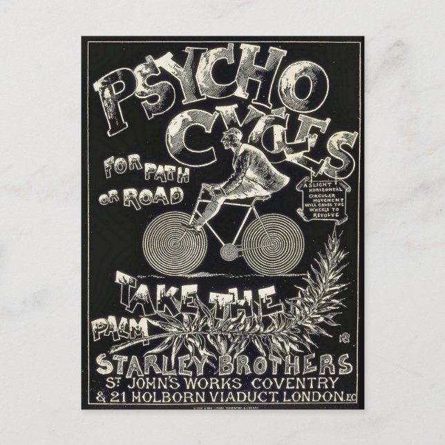 Pyscho Cycles - Vintage Bike Advertisement Vykort (Framsida)