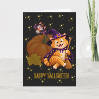 Pysig katt Glad Halloween Tom julkort Kort
