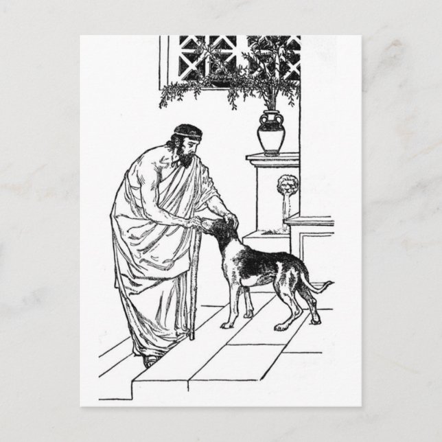 Pythagoras med Hund Vykort (Framsida)