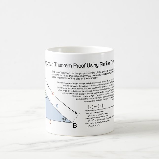 Pythagoras sats bevis med likformiga trianglar kaffemugg (Center)