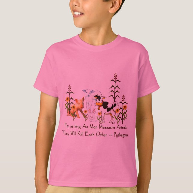 Pythagoras vegetariskt citationstecken tee shirt (Framsida)