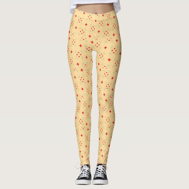 Pythagorean Charm Retro Geometric Seamless Mönster Leggings (Framsida)