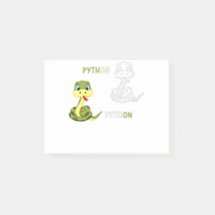 pythoff python, söt orm post-it block