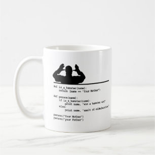 Python Code - Din mor var en hamster Kaffemugg