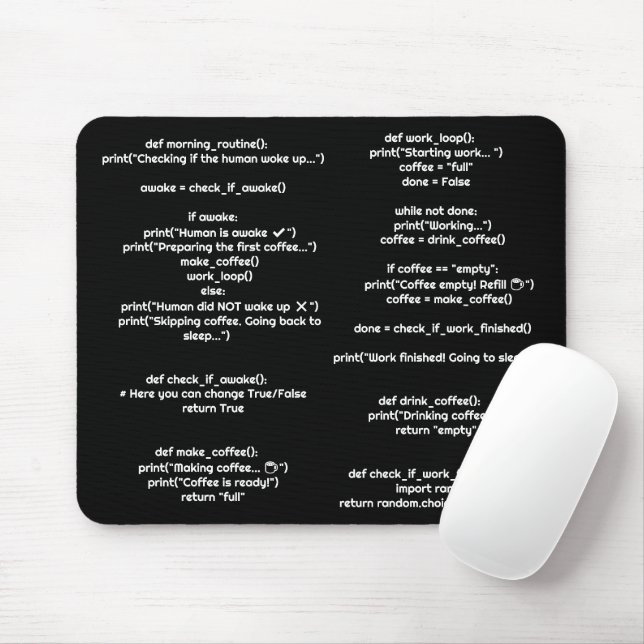 Python morning_routine() Musmattor – Kodarpresent (Med mus)